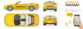 Cabrio Car taxi. Transfer, flat high quality city service transport icon set.Build your own world web infographic