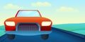 Cabriolet car on road concept banner, cartoon style Royalty Free Stock Photo