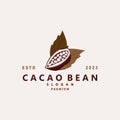 Cacao Bean Logo, Premium Design Fresh Organic Garden Plant Seed Simple Minimalist