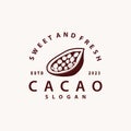 Cacao Bean Logo, Premium Design Vintage Retro Old Fresh Organic Garden Plant Seed Simple Minimalist