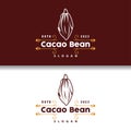 Cacao Bean Logo, Premium Design Vintage Retro Old Fresh Organic Garden Plant Seed Simple Minimalist