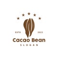Cacao Bean Logo, Premium Design Vintage Retro Old Fresh Organic Garden Plant Seed Simple Minimalist