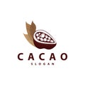 Cacao Bean Logo, Premium Design Vintage Retro Old Fresh Organic Garden Plant Seed Simple Minimalist