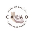 Cacao Bean Logo, Premium Design Vintage Retro Old Fresh Organic Garden Plant Seed Simple Minimalist