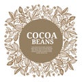 Cacao beans plant, Vector exotic cacao plants Royalty Free Stock Photo