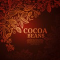 Cacao beans plant, Vector exotic cacao plants Royalty Free Stock Photo