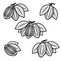 Cacao beans set. Collection cacao beans icons. Vector