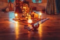 Cacao ceremony space, heart opening medicine. Ceremony space. Royalty Free Stock Photo