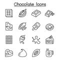 Cacao, Chocolate, Cocoa icon set in thin line style