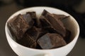 Cacao cocoa chocolate dark evening night cup closeup bar Royalty Free Stock Photo