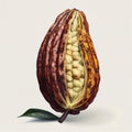 Cacao fruit, raw cacao beans and Cocoa pod, white background Royalty Free Stock Photo