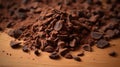 Cacao Nibs on Brown Background: Minimal Style AI Generated