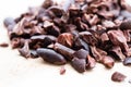 Cacao nibs close up