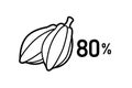 cacao percentage vector icon, 80 percent cocoa, black filled design element for chocolate