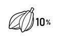 cacao percentage vector icon, 10 percent cocoa, black filled design element for chocolate