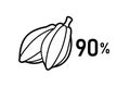 cacao percentage vector icon, 90 percent cocoa, black filled design element for chocolate