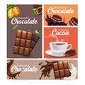 Cacao Realistic Banners Set Royalty Free Stock Photo