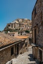 Caccamo,Sicily,Italy.View of popular hilltop medieval town with colorful and stone houses.Medieval village with famous impressive Royalty Free Stock Photo