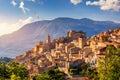 Caccamo, Sicily. Medieval Italian city with the Norman Castle in Sicily mountains, Italy. View of Caccamo town on the hill with Royalty Free Stock Photo