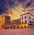 Caceres Plaza Mayor Extremadura of Spain Royalty Free Stock Photo