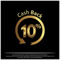 Cashback icon, gold icon. Vector Illustration on black background