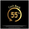 Cashback icon, gold icon. Vector Illustration on black background