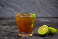 Cachaca cocktail Brazilian strong alcoholic beverage from cane sugar, lime vodka Royalty Free Stock Photo