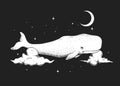 cachalot swims in the night sky