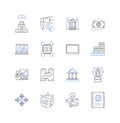 Cache line icons collection. Storage, Caching, Memory, Capacity, Clustering, Indexing, Performance vector and linear