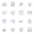 Cache line icons collection. Storage, Memory, Caching, Database, Temporary, Performance, Buffer vector and linear