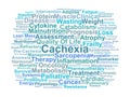 Cachexia Word Cloud. Key Concepts in Metabolic Wasting and Muscle Atrophy Pathology Royalty Free Stock Photo