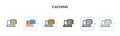 Caching vector icon in 6 different modern styles. Black, two colored caching icons designed in filled, outline, line and stroke