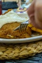 Cachopo of veal with ham and cheese, Typical of Asturian cuisine, Spain. san jacobo, milanesa