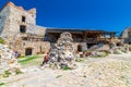 Cachtice, Slovakia - 4.7.2020: Tourists are visiting ruin of medieval castle Cachtice. Famous castle known from legend about blood