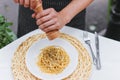 Cacio e Pepe - spaghetti with cheese and pepper Royalty Free Stock Photo