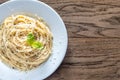 Cacio e Pepe - spaghetti with cheese and pepper Royalty Free Stock Photo