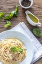 Cacio e Pepe - spaghetti with cheese and pepper Royalty Free Stock Photo