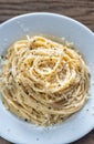 Cacio e Pepe - spaghetti with cheese and pepper Royalty Free Stock Photo