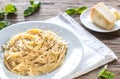 Cacio e Pepe - spaghetti with cheese and pepper Royalty Free Stock Photo