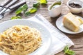 Cacio e Pepe - spaghetti with cheese and pepper Royalty Free Stock Photo