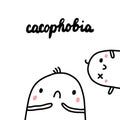 Cacophobia hand drawn illustration with cute marshmallow