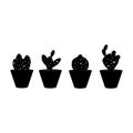 Cacti black and white set Royalty Free Stock Photo