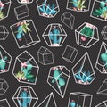 Cacti flower seamless pattern.