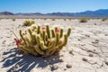 cacti flowering in dry summer desert landscape