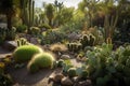 cacti garden with succulents and other desert plants