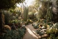 cacti garden with succulents and other desert plants