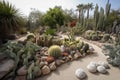 cacti garden, with a variety of cacti and other desert plants