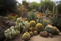 cacti garden, with a variety of textures and colors