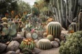 cacti garden, with a variety of textures and colors