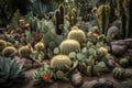 cacti garden, with a variety of textures and colors